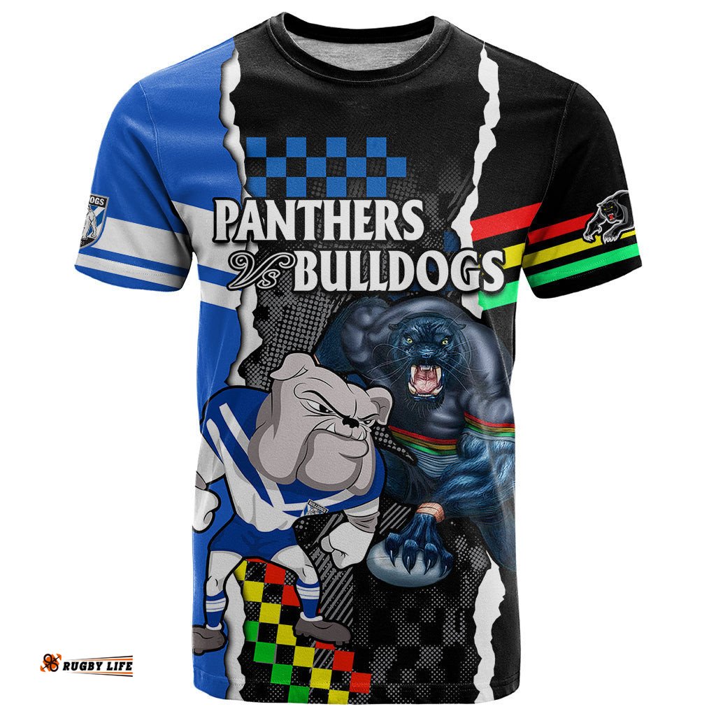 custom nrl combine bulldogs and panthers t shirt