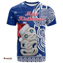 new zealand christmas t shirt hei tiki blue pohutukawa meri kirihimete