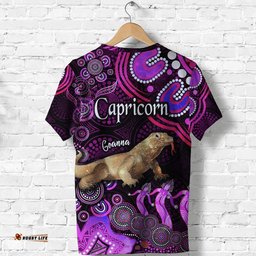 australian astrology t shirt capricorn goanna zodiac aboriginal vibes pink