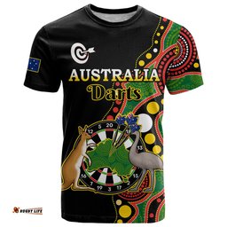 australia darts indigenous art mix kangaroo and emu t shirt