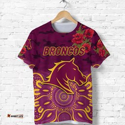 brisbane broncos anzac 2022 t shirt indigenous vibes