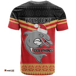 nrl dolphins mascot christmas personalised t shirt black style