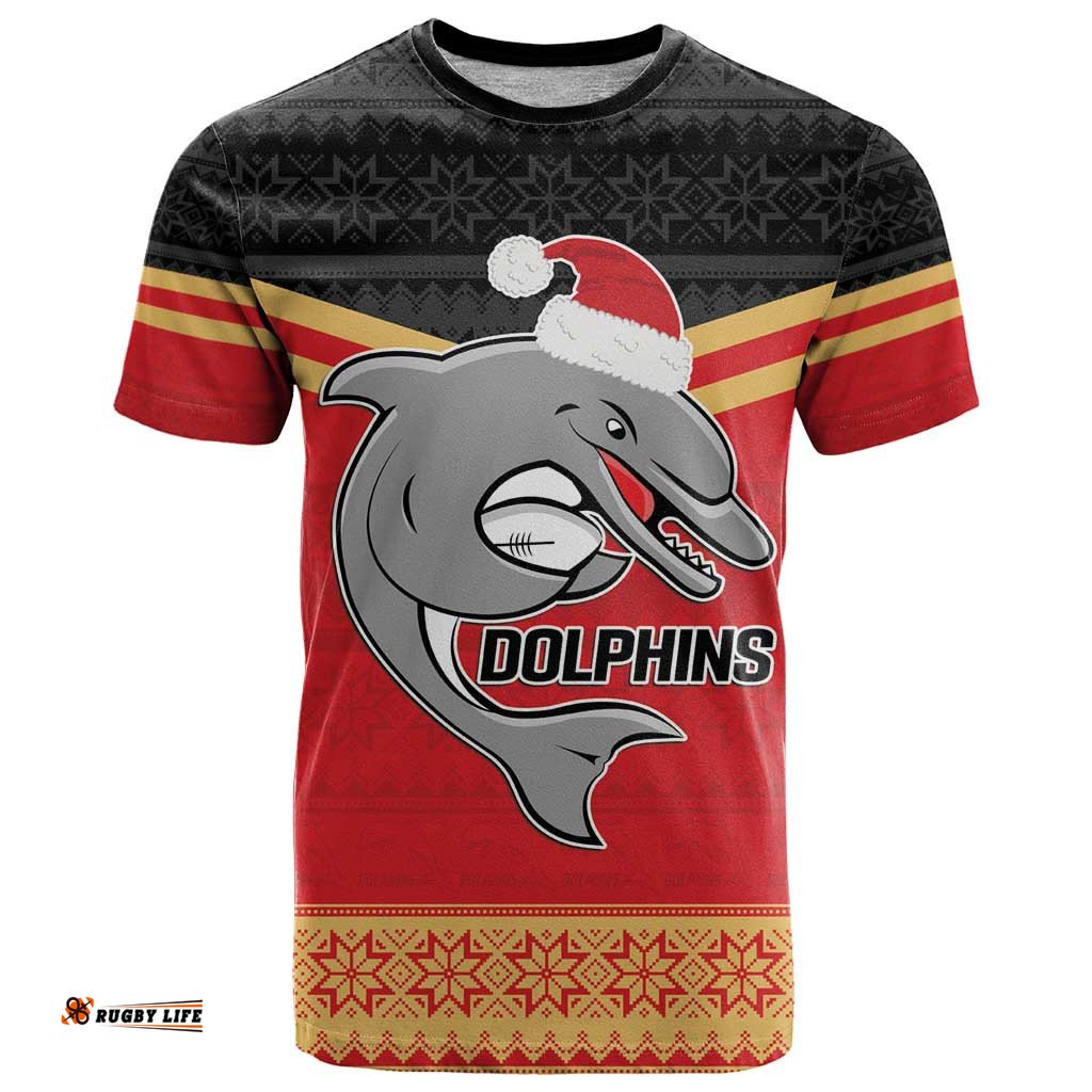nrl dolphins mascot christmas personalised t shirt black style