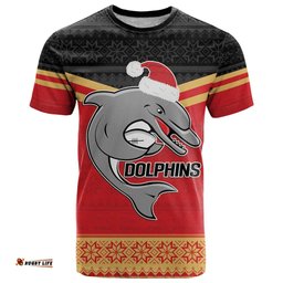 nrl dolphins mascot christmas personalised t shirt black style