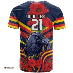 custom crows football anzac t shirt poppy soldier with aboriginal dots art