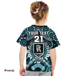 custom personalised port adelaide power t shirt boomerang indigenous dots