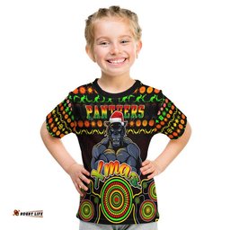 panthers christmas vibe with aboriginal dot panting style t shirt