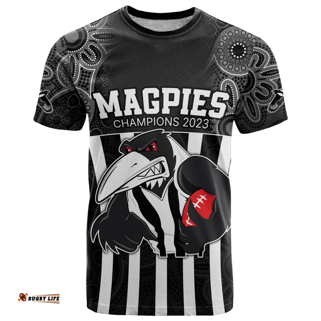 custom afl magpies champions 2023 t shirt proud collingwood aboriginal vibe
