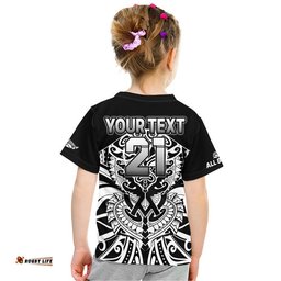 custom text and number aotearoa silver fern rugby sevens t shirt maori tribal all black