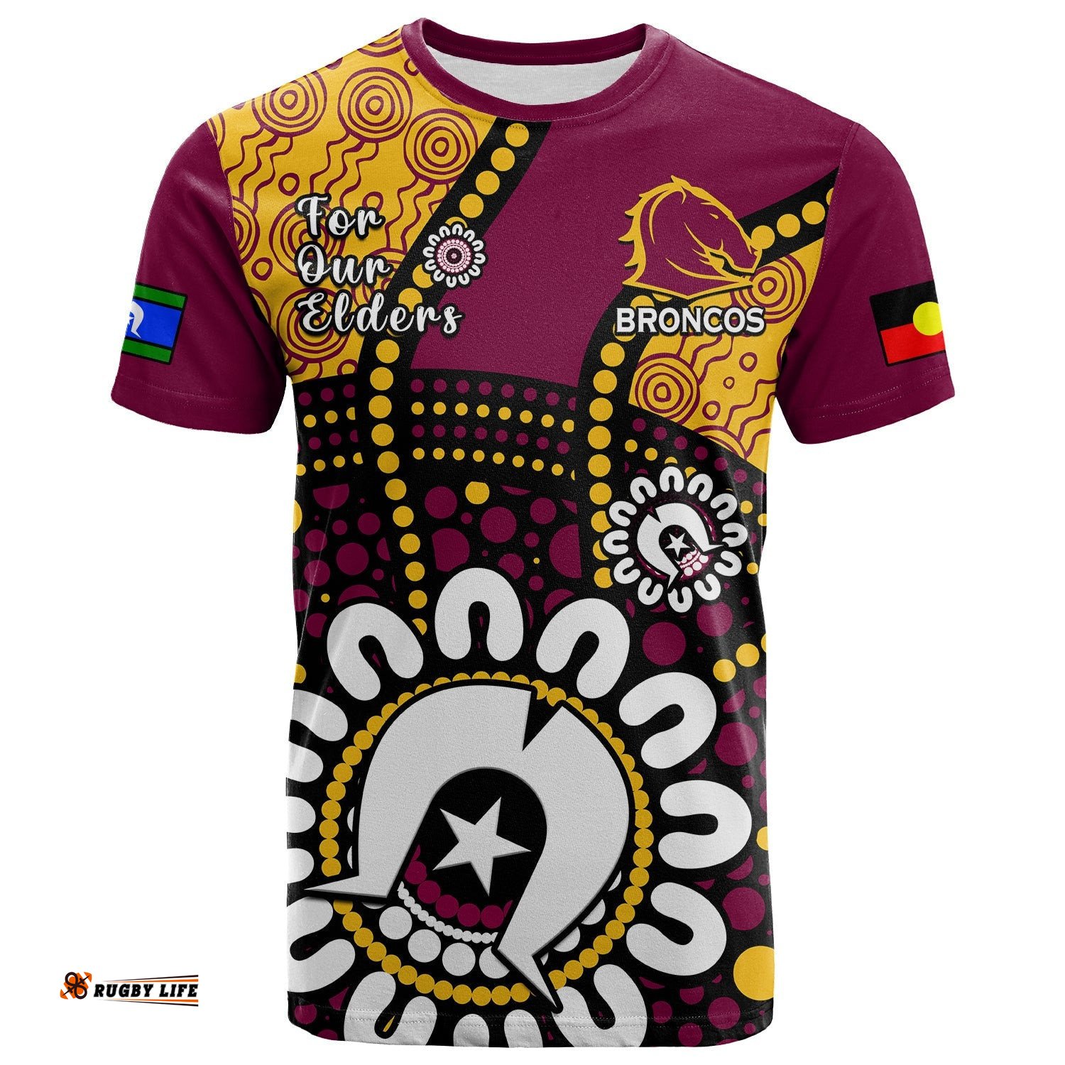 brisbane broncos rugby naidoc 2023 t shirt for our elders aboriginal