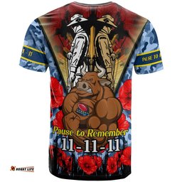 cowboys rugby t shirt custom remembrance day pause to remember t shirt