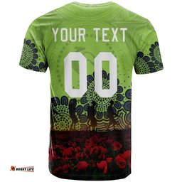 canberra raiders t shirt personalized aboriginal rugby anzac day poppy with soldiers nrl