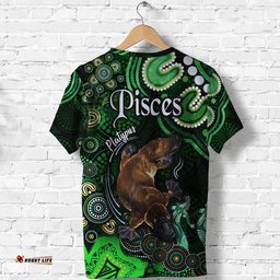 australian astrology t shirt pisces platypus zodiac aboriginal vibes green