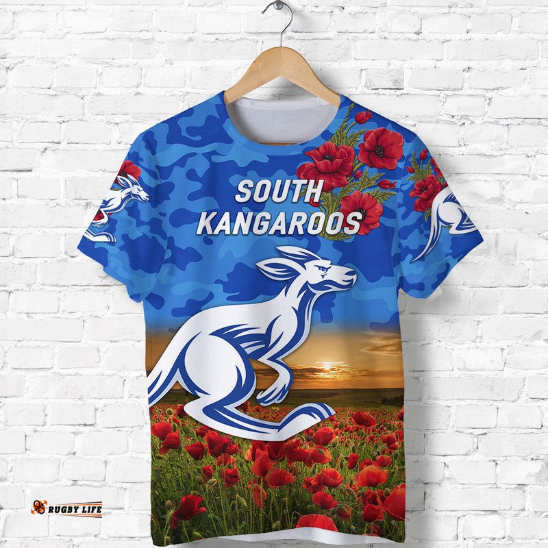 custom personalised south alice football club kangaroos anzac t shirt poppy vibes
