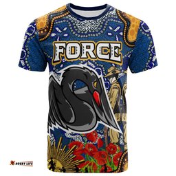 western force rugby t shirt anzac day western force with aboriginal poppy flower t shirt 0