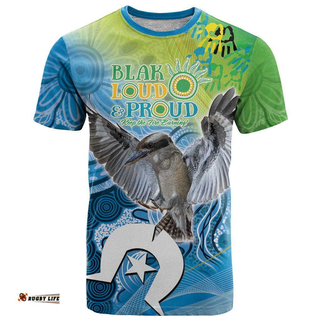 vivid kookaburra naidoc 2024 t shirt aboriginal art style