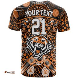 custom personalised wests tigers rugby t shirt boomerang indigenous dots