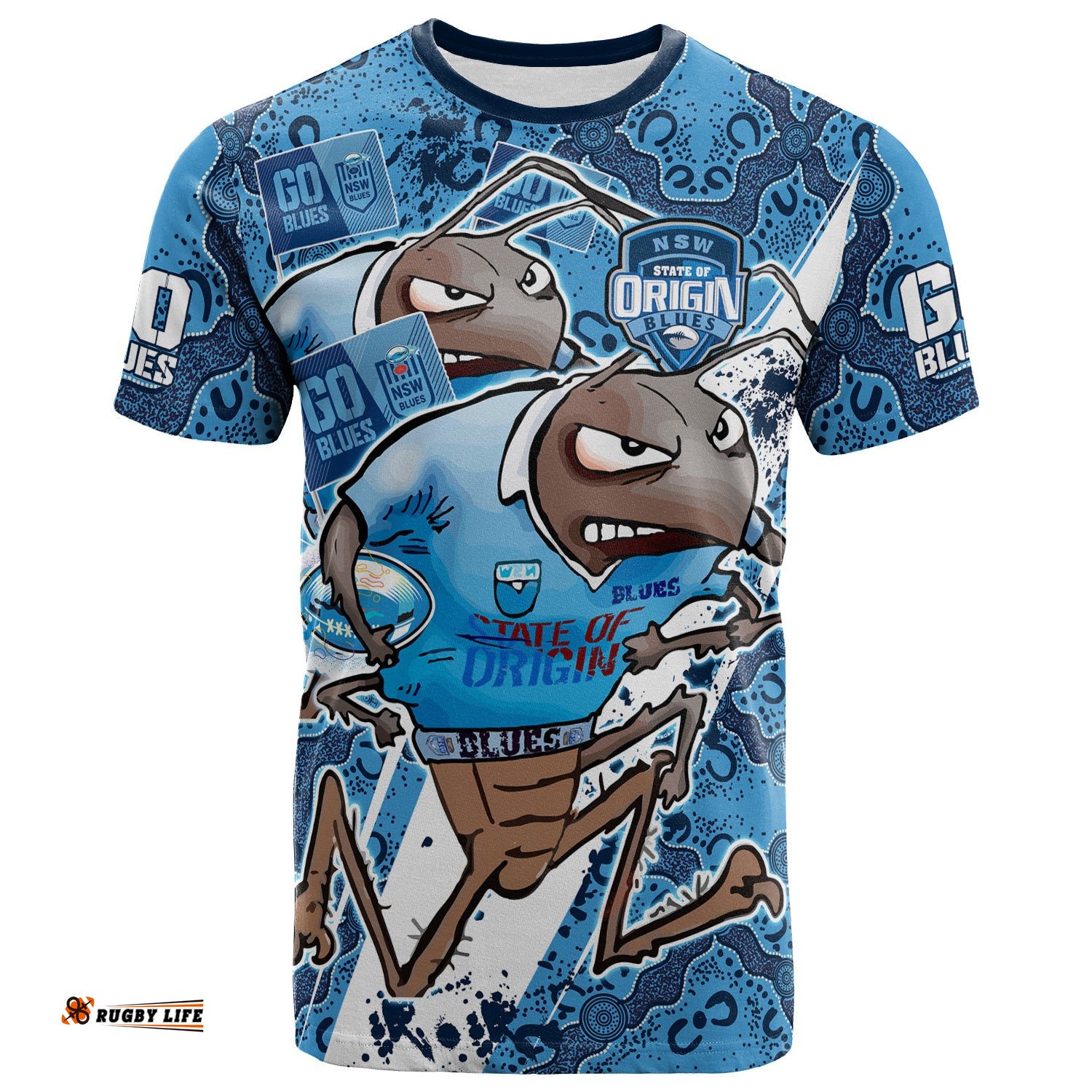 new south wales rugby league team t shirt custom nsw blues super cockroaches with aboriginal culture state of origin t shirt
