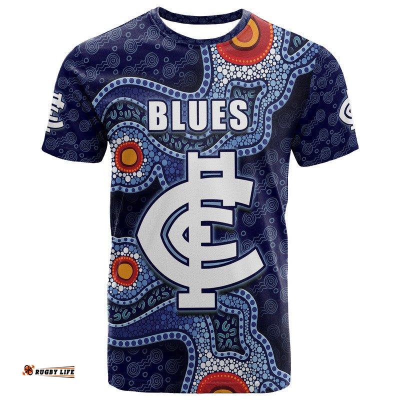 carlton blues indigenous aboriginal style t shirt