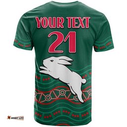 custom personalised rabbitohs australia day t shirt flag map and aboriginal wave