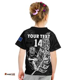custom text and number new zealand tiki rugby t shirt nz warriors fern maori style