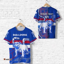 custom personalised western t shirt bulldogs indigenous simple style custom text and number