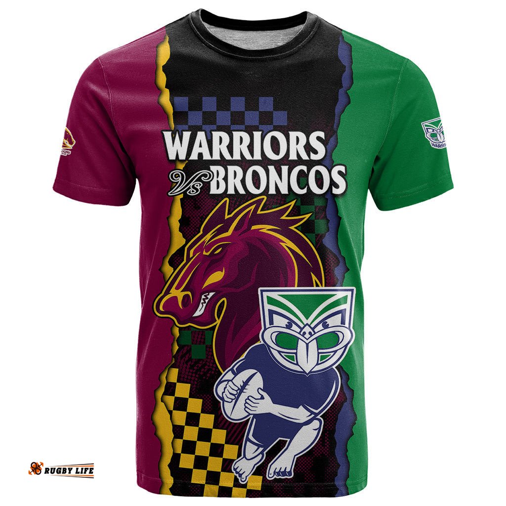 nrl combine warriors and broncos t shirt sporty style