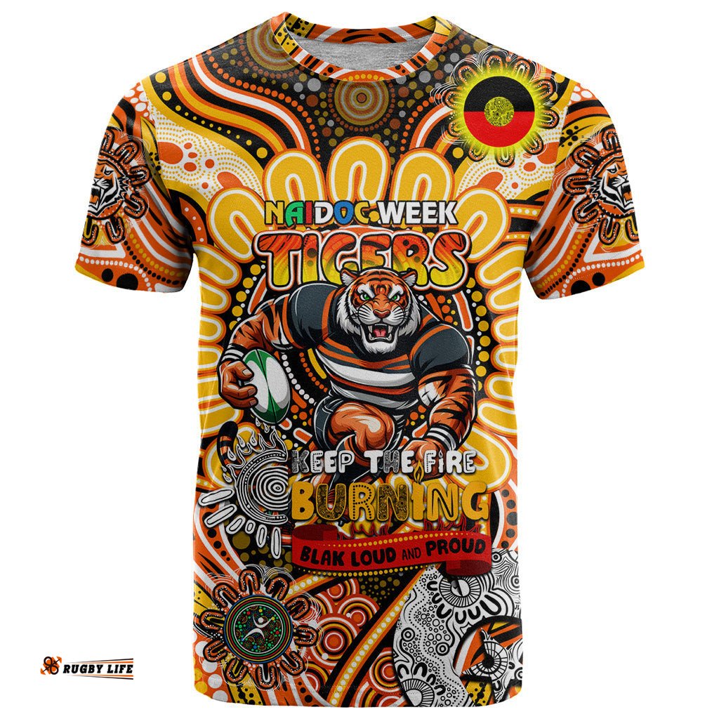 custom naidoc week 2024 tigers t shirt mascot rugby dt02