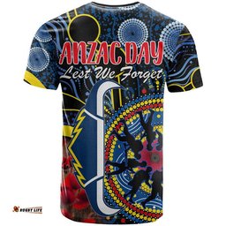 cowboys rugby anzac t shirt aboriginal military and poppy flowers
