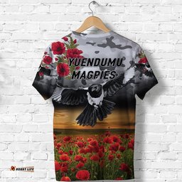 yuendumu magpies football club anzac t shirt poppy vibes