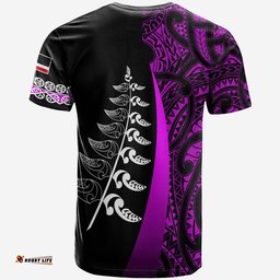 waitangi day t shirt maori mix fern style purple