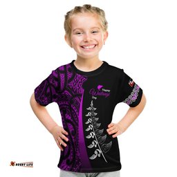 waitangi day t shirt maori mix fern style purple