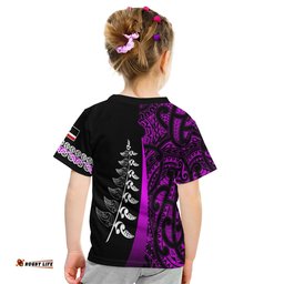 waitangi day t shirt maori mix fern style purple