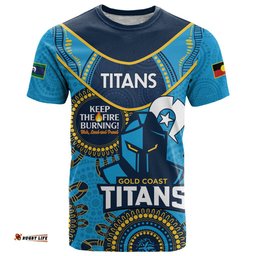 custom nrl titans naidoc week t shirt keep the fire burning indigenous art