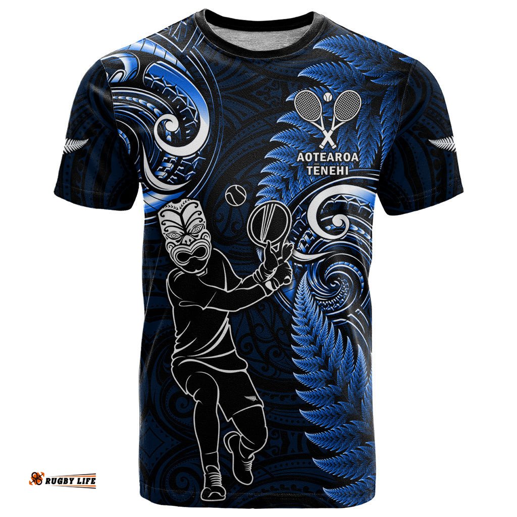 new zealand tiki tennis t shirt 2024 aotearoa tenehi maori silver fern blue