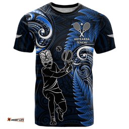 new zealand tiki tennis t shirt 2024 aotearoa tenehi maori silver fern blue