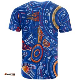 custom text aboriginal t shirt indigenous footprint patterns blue color