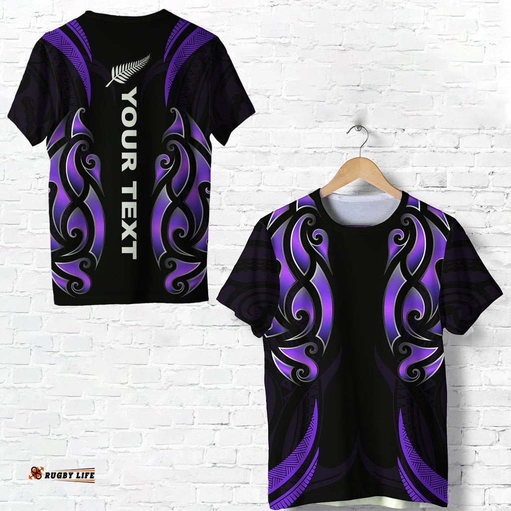 custom personalised new zealand maori t shirt simple love purple