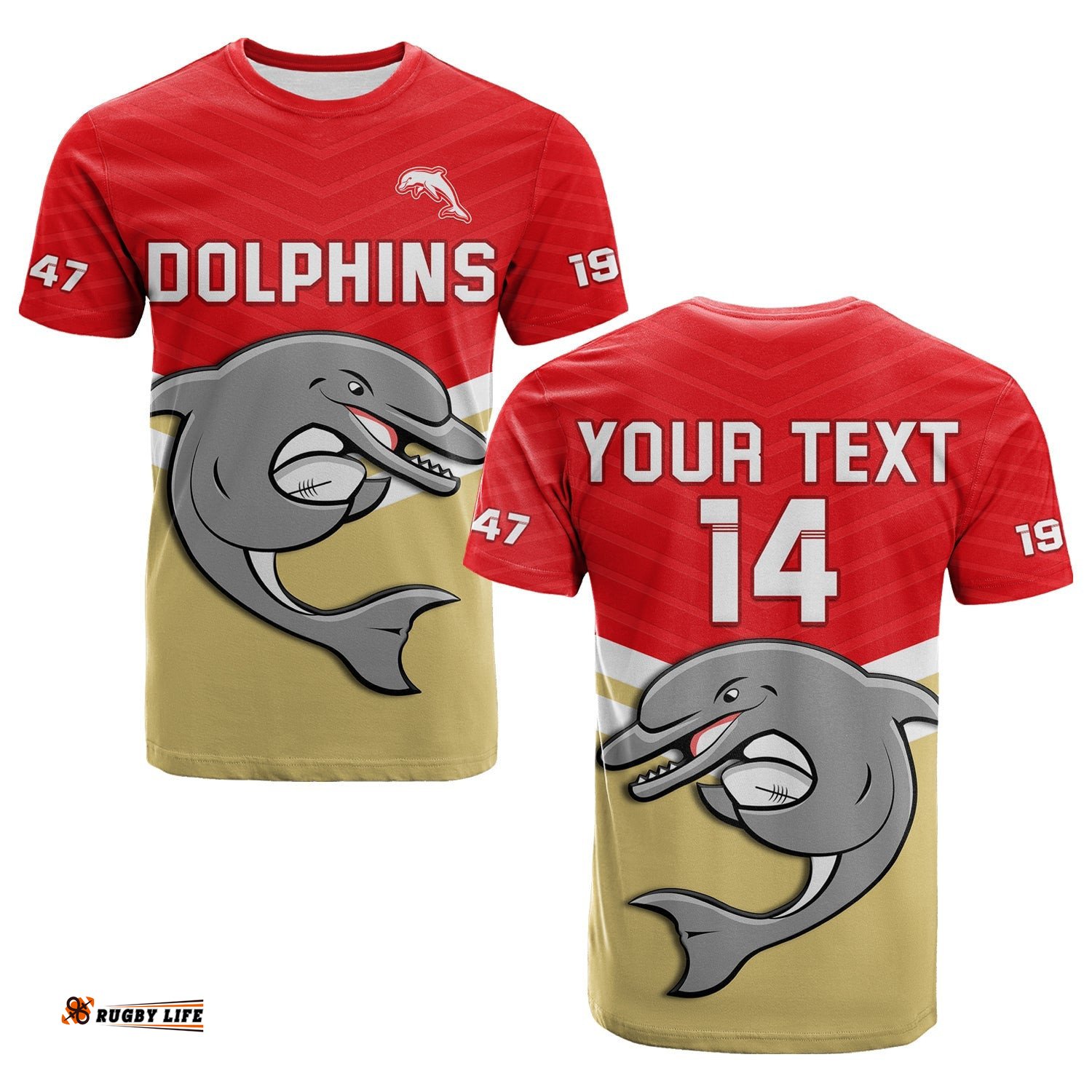 custom text and number dolphins rugby t shirt sporty style ver01