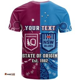 custom personalised qld maroons and nsw blues rugby t shirt state of origin indigenous