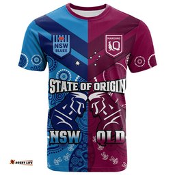 custom personalised qld maroons and nsw blues rugby t shirt state of origin indigenous