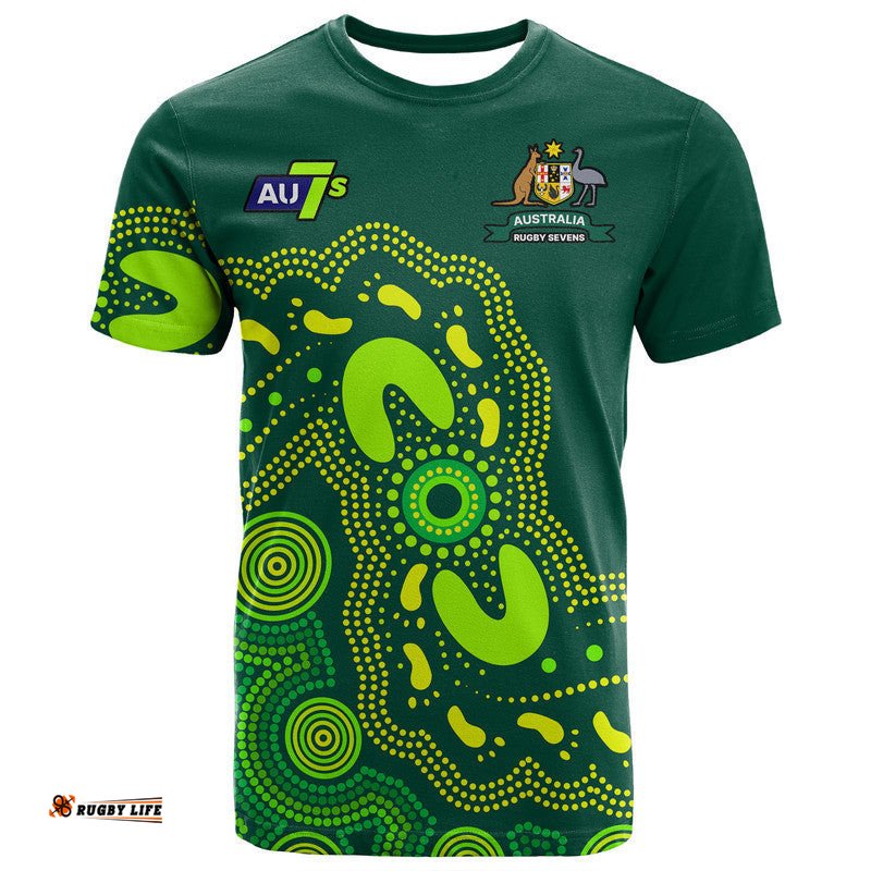 custom text and number australia rugby sevens t shirt aboriginal