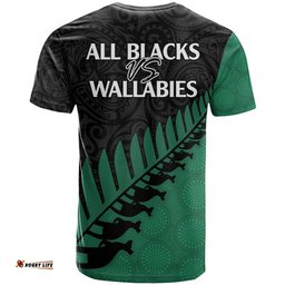 australia wallabies and aotearoa rugby t shirt kangaroo black fern maori green vibe