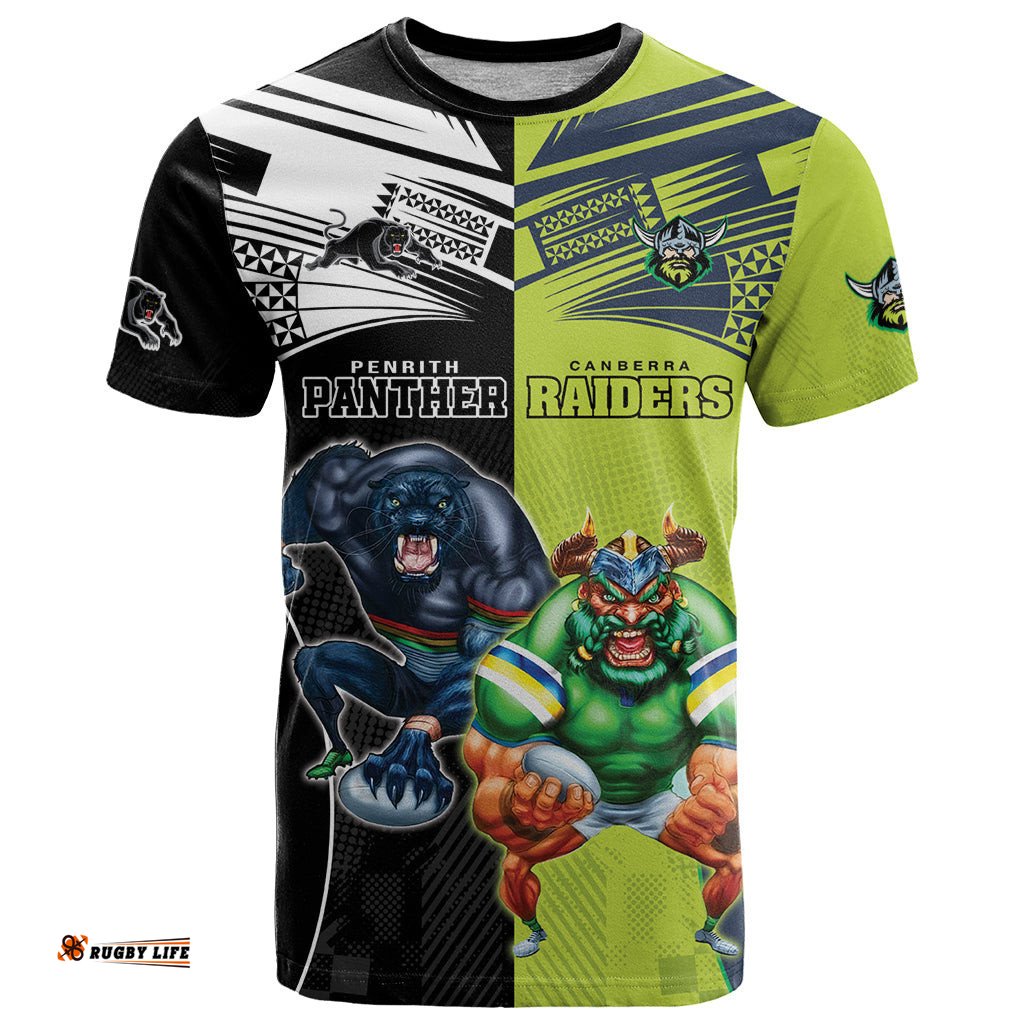 custom raiders and panthers t shirt together sporty style