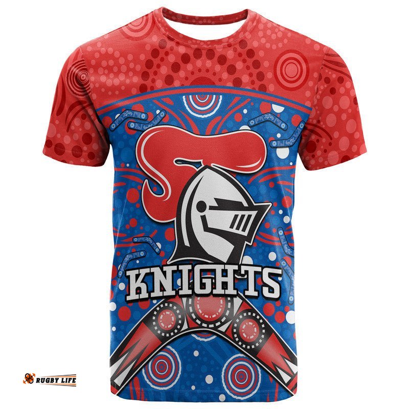 custom personalised knights rugby t shirt novocastrians boomerang indigenous dots
