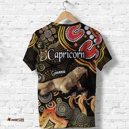australian astrology t shirt capricorn goanna zodiac aboriginal vibes gold