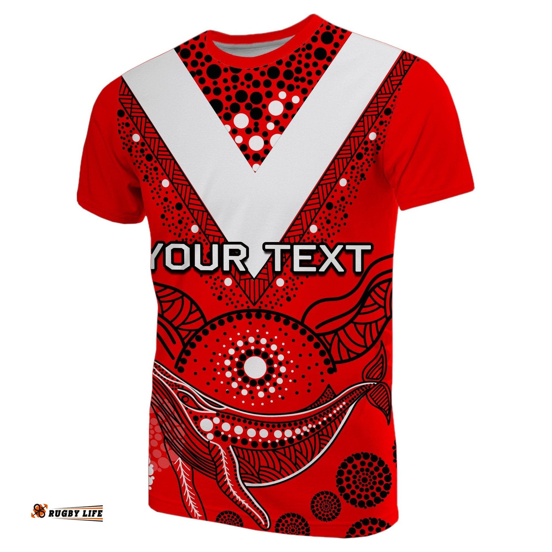 custom personalised st. george illawarra dragons t shirt aboriginal red