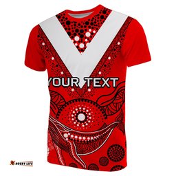 custom personalised st. george illawarra dragons t shirt aboriginal red