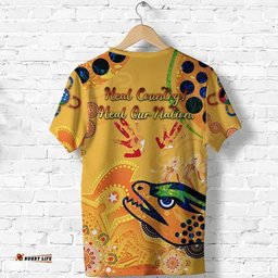 custom personalised parramatta t shirt eels indigenous naidoc heal country! heal our nation gold