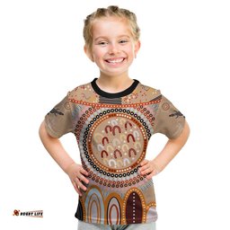 custom text and number aboriginal stand up t shirt circle dot with lizard version peachpuff